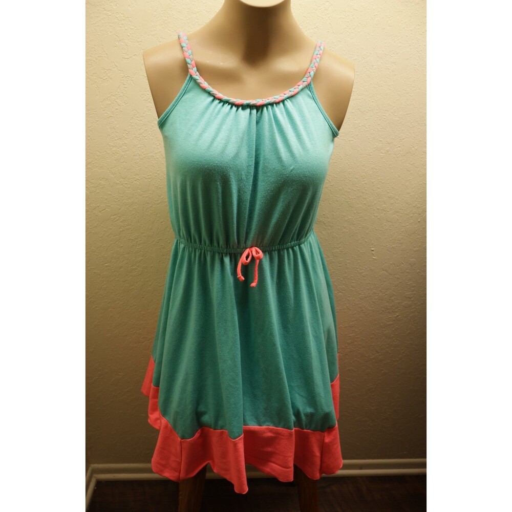Girl's Pink & Violet Green Sleeveless Dress XL (14/16) Beautiful Summer